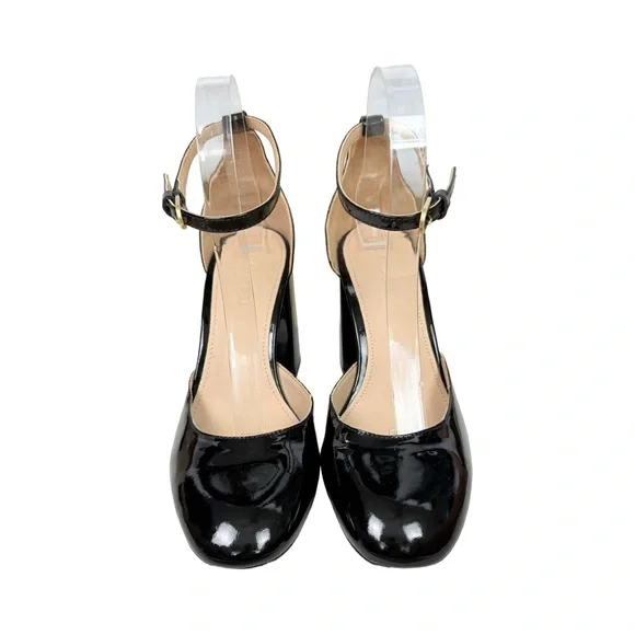 Boden Black Patent Ankle Strap Pumps Court Shoes Pumps Chunky Heels NWOB - Picture 2 of 11